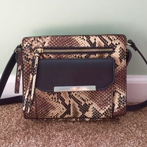 Snakeskin (Brown + Tan) and Black Leather Purse